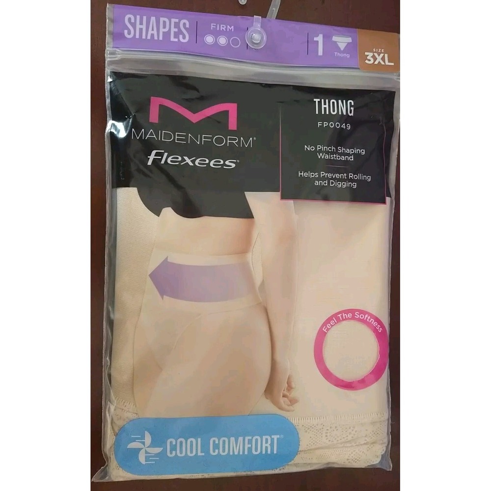 Maidenform Flexees Shapes Ultra Firm High Waist Thong  Beige 3XL